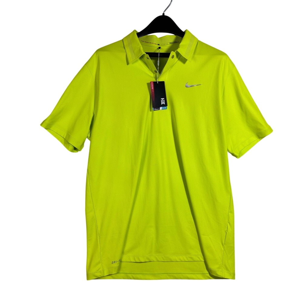 Nike Tiger Woods Collection Mens Golf Polo Shirt Volt Neon Yellow Kia Size L